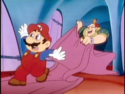 Scene where "The Power of Love" plays as Queen Rotunda pulls Mario closer to her.