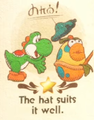 "The hat suits it well." discovery from Casterway Habitat in Yoshi and the Mysterious Book