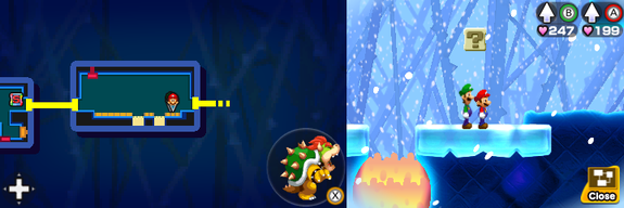 Second block in Airway of Mario & Luigi: Bowser's Inside Story + Bowser Jr.'s Journey.