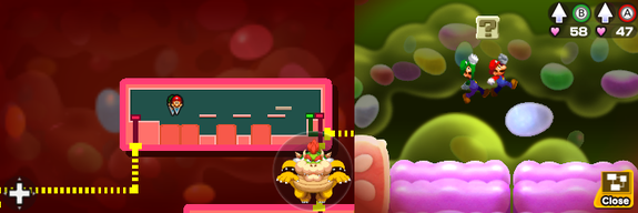 Block 22 in Flab Zone of Mario & Luigi: Bowser's Inside Story + Bowser Jr.'s Journey.