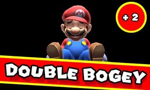 Gold Mario recieving a Double Bogey.