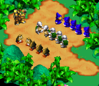 Bowser's Koopa Troop in Rose Way, featuring Jagger's warriors, Magikoopa's sorcerers, and Goomba's groundlings.