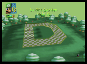 The thirteenth hole of Luigi's Garden from Mario Golf (Nintendo 64)