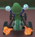 Luigi (Classic) performing a trick.