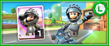 Luigi (Knight) from the Spotlight Shop in the 2023 Mario vs. Luigi Tour in Mario Kart Tour