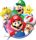 The tentative cover of Mario Party: Star Rush (left) and the original stock art used as its basis (right)