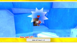 MAX UP Heart +5 from Ice Vellumental Mountain in Paper Mario: The Origami King