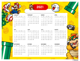 Bowser theme: Bowser, Boo, Bullet Bill, Goomba, Mario, and Piranha plants[sic] against a yellow background.