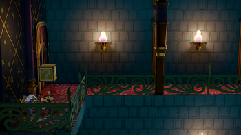 First block in the Palace of Shadow in the remake of Paper Mario: The Thousand-Year Door for the Nintendo Switch.