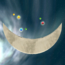 In-game screenshot of the teeter-totter moon in Super Mario Galaxy 2.
