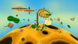 A screenshot of Dusty Dune Galaxy during the "Soaring on the Desert Winds" mission from Super Mario Galaxy.