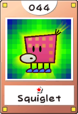 The 44th Catch Card depicting a Squiglet in Super Paper Mario.