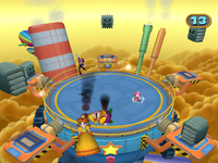 Daisy and Wario get zapped in Take Me Ohm from Mario Party 7
