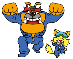 Artwork of Dribble and Spitz from WarioWare: Get It Together!