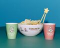 Promotional photograph of the snack bowl and drink cups from this collection