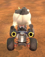 Cow performing a trick.