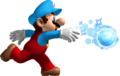 Ice Mario shooting an Ice Ball in New Super Mario Bros. Wii
