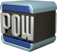 Artwork of a POW Block, from Mario Kart Wii.