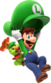 Luigi using the Parachute Cap with Prince Florian