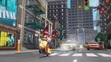 Mario riding a motor scooter in the city