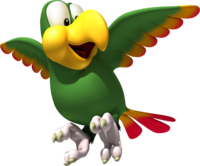 Artwork of Squawks the Parrot from Donkey Kong Country Returns