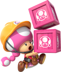 Artwork of Builder Toadette in Super Mario Maker 2