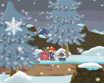 Only visible ? Block in Fahr Outpost of Paper Mario: The Thousand-Year Door.