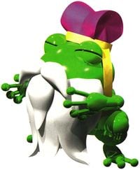 Artwork of Frogfucius from Super Mario RPG: Legend of the Seven Stars.