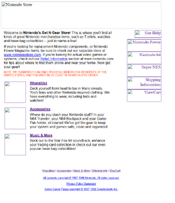 What remains of getngear.com, an official Nintendo website at which the user could purchase various types of merchandise.