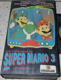 Cover of the Mexican VHS Las aventuras de Super Mario Bros. 3