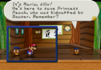 Lee (as Goombario) using Tattle on Mario.