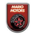 A common badge from Mario Kart Tour that depicts Mario Motors and a Slim tire