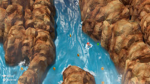 Last Frog Coin on the waterfall section of Midas River of Super Mario RPG.