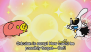 Orbulon and the Oinker proceeding to embrace each other