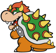 Bowser's smug grin sprite from Paper Mario: Color Splash