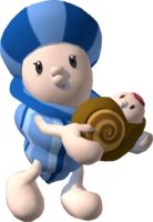 A Noki mother and her baby in Super Mario Sunshine.