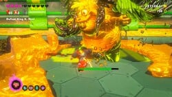 In-game screenshot of the final boss fight with K. Rool, King of Rot in Donkey Kong Bananza