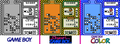 Comparison of the game's default palettes across Game Boy, Super Game Boy and Game Boy Color