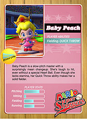 Level 1 Baby Peach card from the Mario Super Sluggers card game
