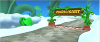 A view of GBA Sky Garden's starting line in Mario Kart Tour