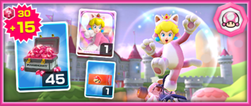 The Team Toad Cat Peach Pack from the Toad vs. Toadette Tour in Mario Kart Tour