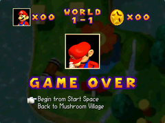 The Game Over screen.