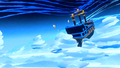 Bowser's Airship takes off into the sky in Paper Mario: The Origami King