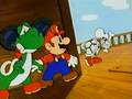 Mario and Yoshi sneak aboard the Sunken Ghost Ship.