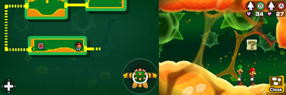 Eighth block in Trash Pit of Mario & Luigi: Bowser's Inside Story + Bowser Jr.'s Journey.