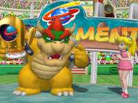Bowser's trophy animation in Mario Power Tennis