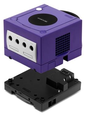 Nintendo GameCube being attached to Game Boy Player.