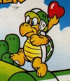 Artwork of a heart-trowing Hammer Bro from Mario the Juggler