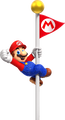 Mario at the top of a Goal Pole