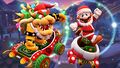 Bowser (Santa) and Mario (Santa) tricking on the course